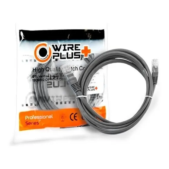 Patch Cord Cat5e 1 Metro Color Gris Wireplus 2 Piezas Acme 