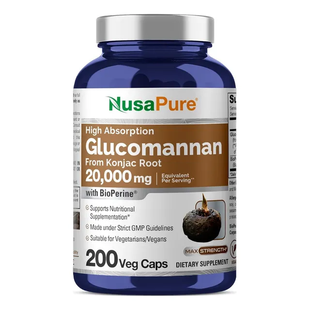 Glucomanano 20000 Mg Nusapure 200 Cápsulas Sin Sabor
