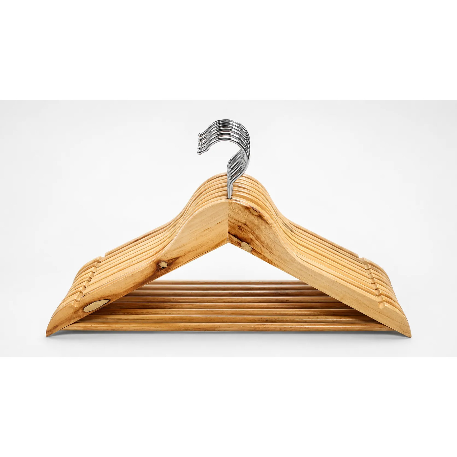Kit 30 Cabides Madeira Premium 45cm Adulto Closet Madeira