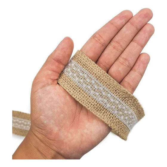 Fita De Juta Com Renda Luli Ju-007 40mm Rolo Com 5 Metros
