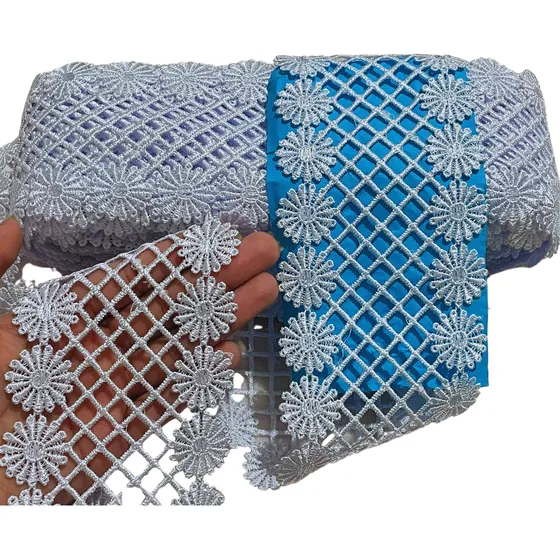 Renda Guipir Yl97 Larg 8cm Branca Véu Ccb E Noiva13,7 Metros
