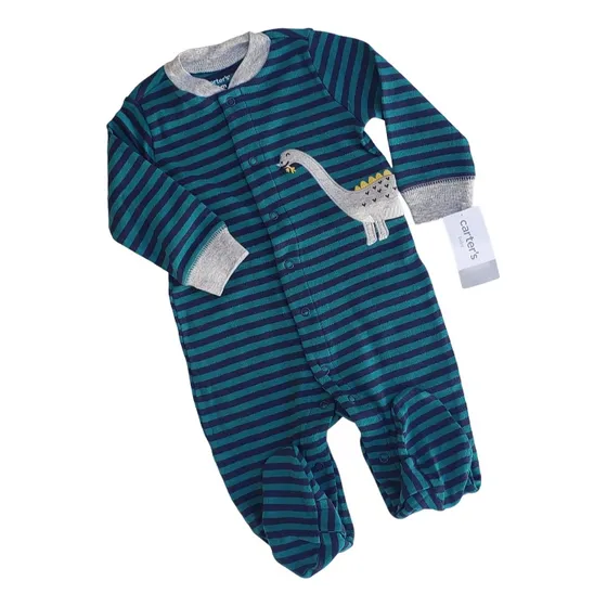 Enterito Carters Pijama Bebe Dinosaurio 9 Meses Verde Rayas 
