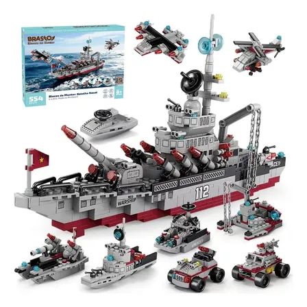 Blocos De Montar Navio De Guerra 554 Peças Brinquedo Criança 554 Navio De Guerra