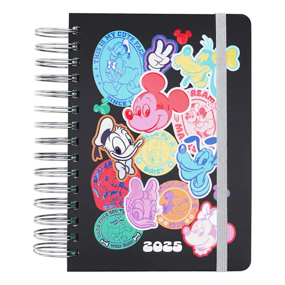 Agenda Semanal Con Espiral 2025 Mickey Mouse Mooving Portada Negro