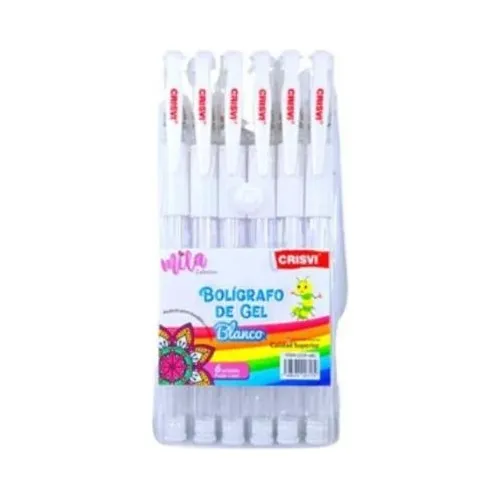 Paquete De Lapiceros En Gel Blancos Crisvi.