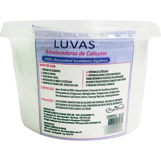 Luva Econômica Com Creme Emoliente - Pote Com 50 Unidades