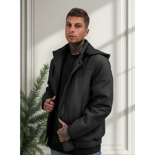 Casaco Masculino Plus Size Jaqueta Sarja Forrada Capuz Casaco Masculino Plus Size Jaqueta Sarja Forrada Capuz