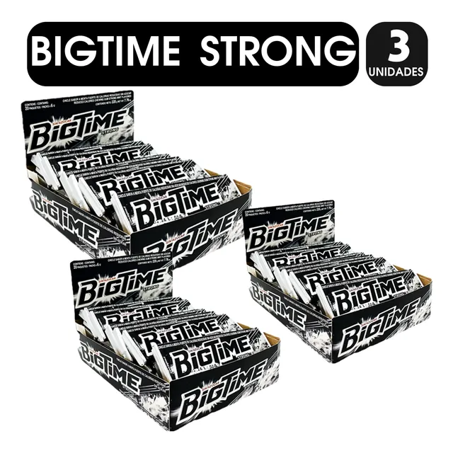 Bigtime Negro Chicle Strong - Pack De 3 Cajas De 20 Un C/u
