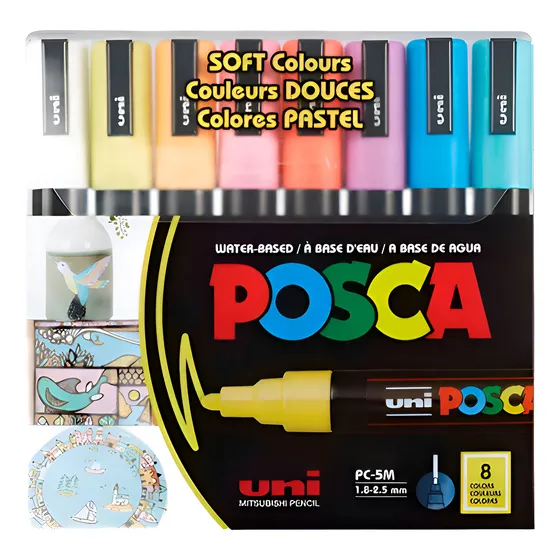 Marcadores Posca Pc 5m 8 Colores Pastel 