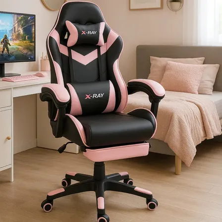 Cadeira Gamer Profissional Reclinável Apoio De Pés Cinza