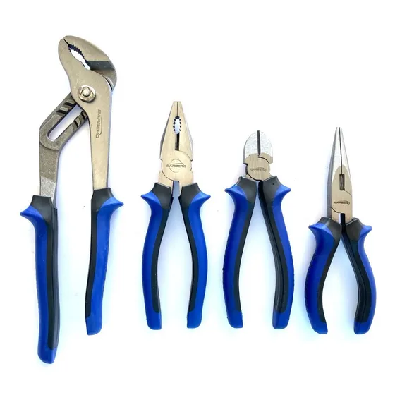 Kit Barbero Alicate Pico Loro Universal Semiredonda 4 Piezas