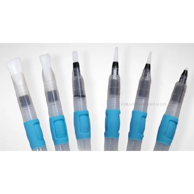 Set 6 Pinceles Recargables Agua Water Brush Pen Push Button 