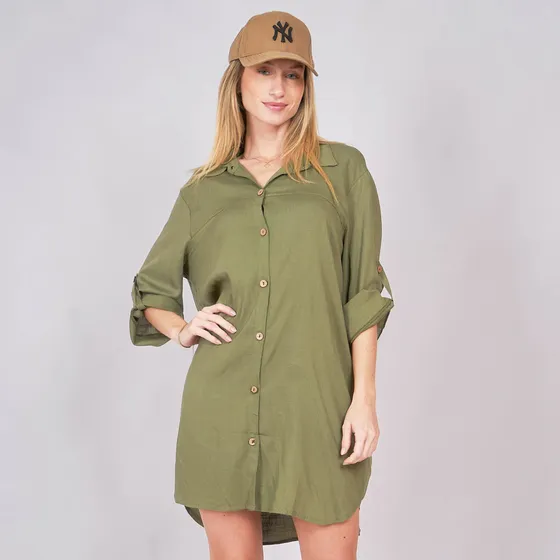 Customs Ba Vestido Camisola Ibiza Mujer Adultos Lino Midi.
