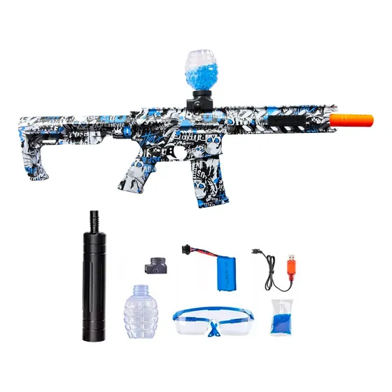 Ametralladora Tipo Fusil Juguete Bolitas Hidrogel Eléctrica Blanco/celeste