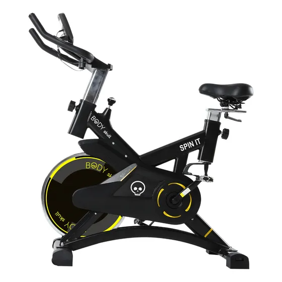 Bicicleta Spinning Fija Body Skull Negro Disco Inercia 6 Kg 120kg