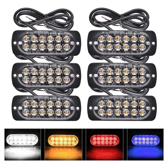 6 Luces Strobo 12smd Baliza Emergencia 12v 24v Auto Camion