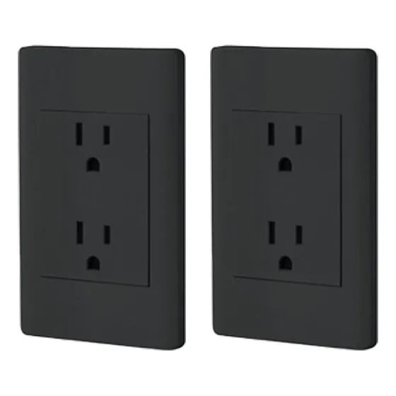 Kit De 2 Placas Armadas Contacto Duplex Negro Brillante