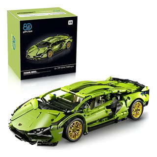 Bloques De Construcción Coche Carreras Verde Le& Go 1299pc+ Bloques De Construcción Coche Carreras Verde Le& Go 1299pc+