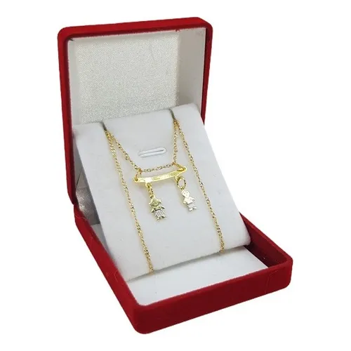 Cadena Con Percha Para 2 Hijos Nene O Nena Enchap Oro 18kt