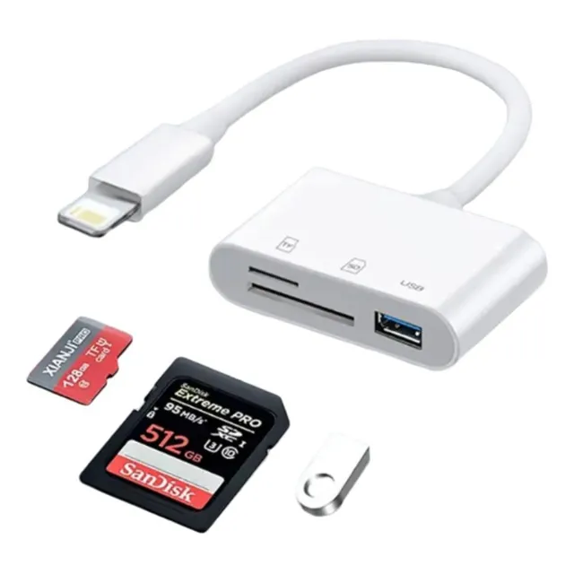Adaptador Lightning Leitor Pendrive Cartão Sd iPad E iPhone