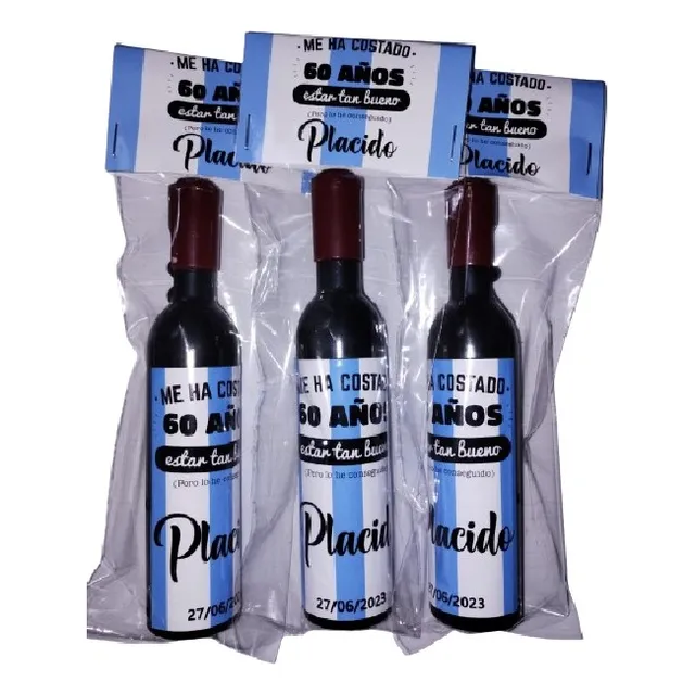 Souvenir Botellita Sacacorcho Personalizado C/bolsita X 18