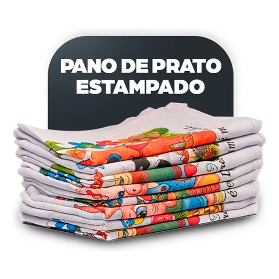 Kit 100 Com Panos De Prato Copa Com Bainha Estampado Grande
