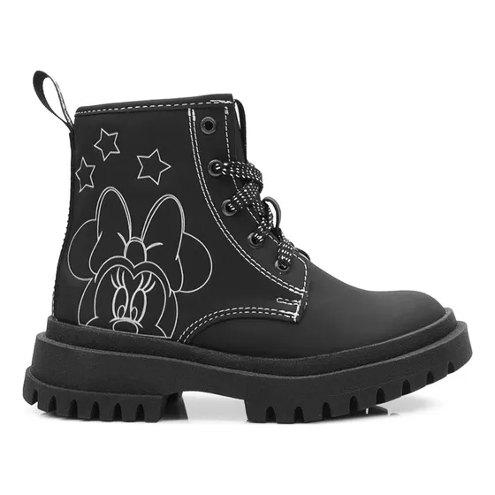 Bota Para Niña Minnie Mouse Negro Moda Suela Chunky
