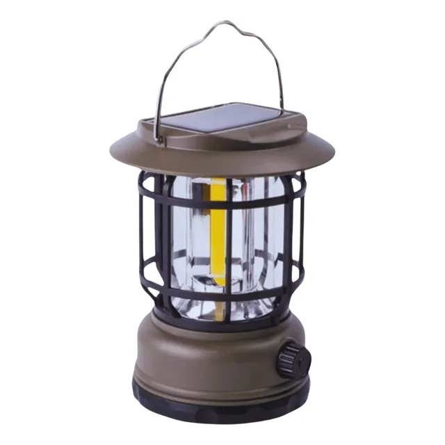 Farol Led Camping Vintage Regulable Portátil A Pila Negro