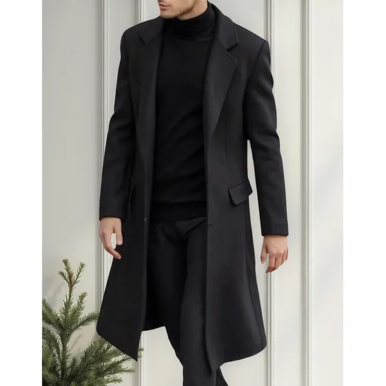 Sobretudo Masculino Longo De Lã