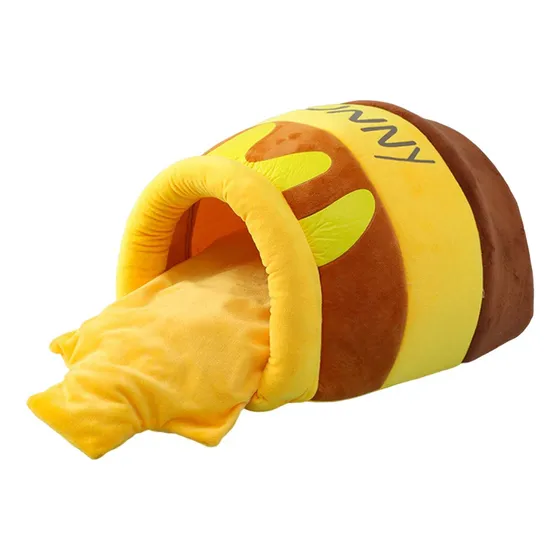 Honey Pot Pet Cat Bed Confortável Semifechado Quente
