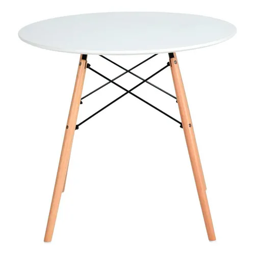Mesa Redonda Eames Empoli 80cm Diámetro Marco Acero Blanca Color De La Tapa Blanco