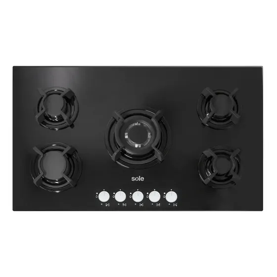 Cocina Empotrable Sole 5q Vidrio Temp 86cm Solco033 Color Negro | Cuotas sin interés