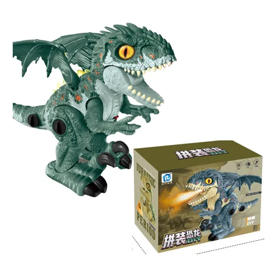 Juguete Dinosaurio Bota Humo Camina Luces Y Sonido Realista