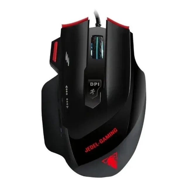 Mouse Gamer Jedel Gm-1070 7 Botones 3200 Dpi Luz Led Color Negro