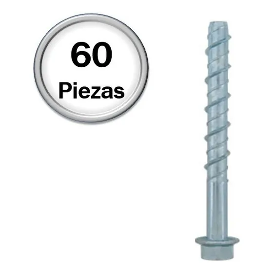 60 Tornillos Directos A Concreto De Uso Pesado 3/8x4 P