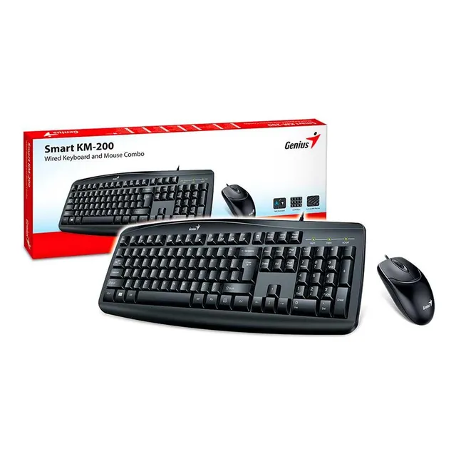 Kit De Ratón Y Teclado Genius Smart Km-200 Con Cable Usb Negro Negro