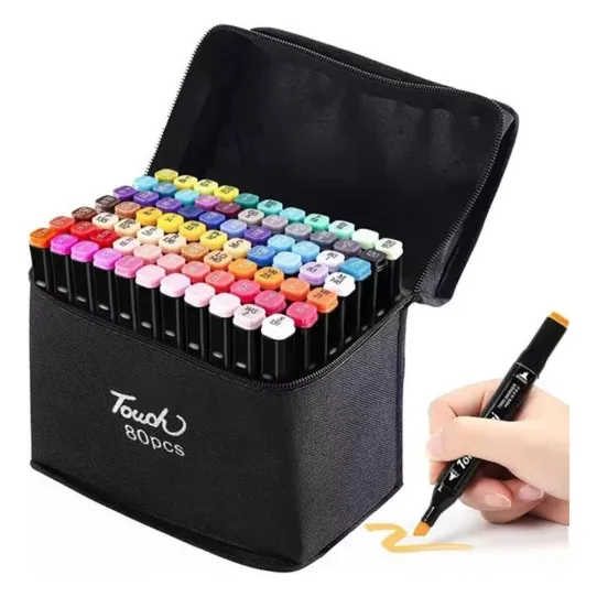 Set Plumones Marcadores touch Doble Punta Para Colorear 80pcs