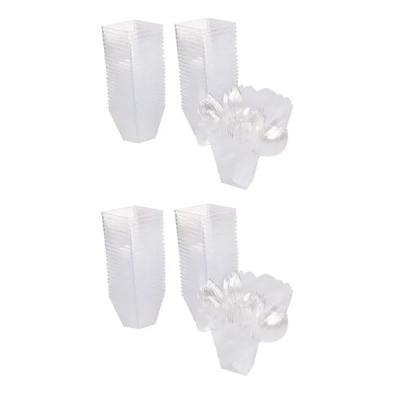 Paquete De 100 Tazas De Postre Con Cucharas, Juego De Cuenco
