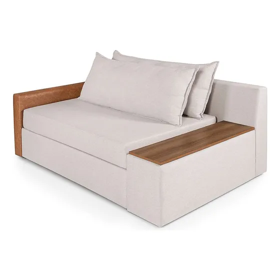 Sofá-cama Casal 2 Lugares Com Baú Lateral Panamá Linho Ge... Cor Gelo