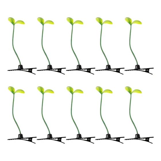 X10 Gancho De Plantitas Verdes Para El Cabello Para Niñas