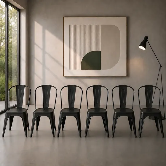 Silla Comedor Tolix Plástico Negra Pack X6 Mas Que Muebles