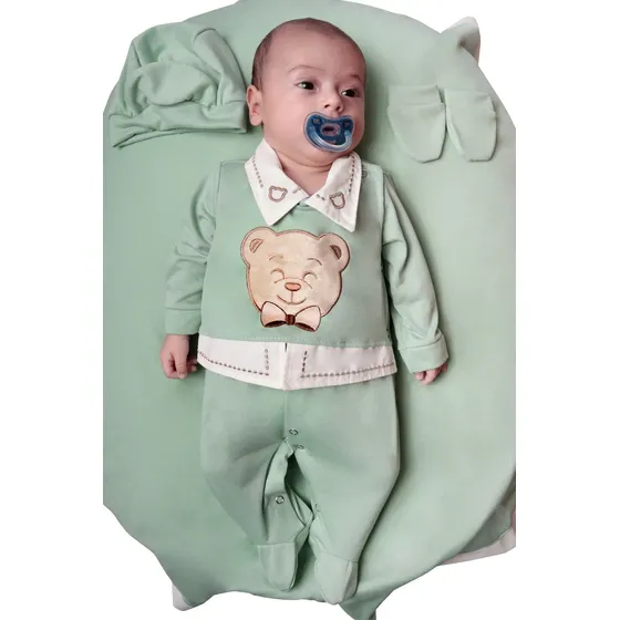 Saída Maternidade Menino Noah 4 Peças Roupas De Bebê
