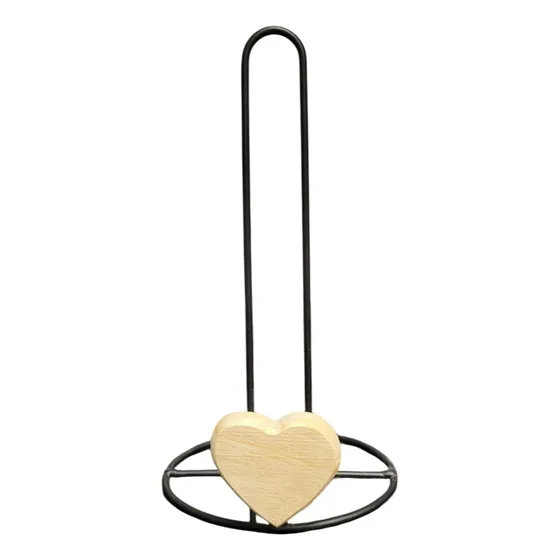 Suporte Para Papel Toalha De Mesa Preto Com Coração Pinus