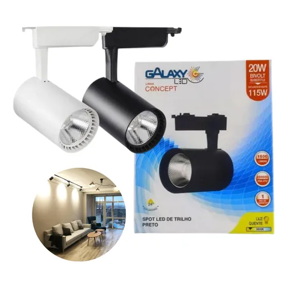 Luminária Spot Trilho Bivolt 10w 3000k Branco 110v/220v