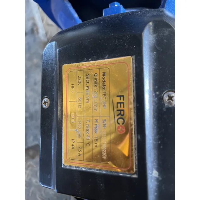 Bomba De Agua Trifásica Marca Ferco 3 Hp 3450 Rpm