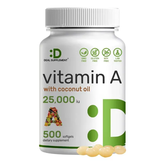 Vitamina A 25,000iu Con Aceite De Coco 500 Softgel Hecho Usa