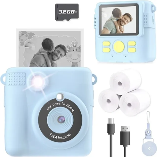 Cámara De Impresión Instantánea Para Niños Color Celeste