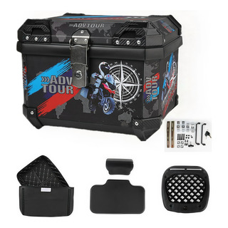 BaĂşl Trasero 45l Para Moto Abs Con Respaldo Y Amortiguador Azul Rojo BaĂşl Trasero 45l Para Moto Abs Con Respaldo Y Amortiguador Azul Rojo