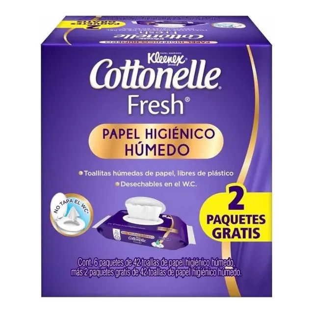 Papel Higiénico Húmedo Kleenex Cottonelle Fresh 42p 8 Pack