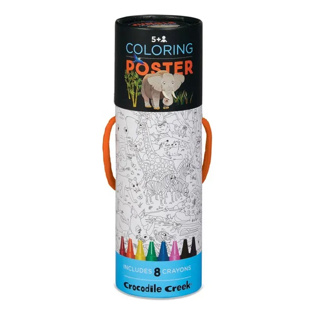 Juego Poster Para Colorear  Dinosaurios 8 Crayones Niños